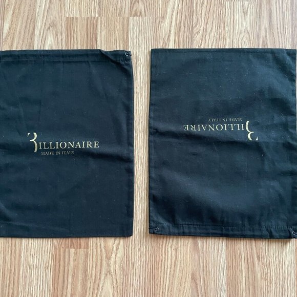 Billionaire Dust Bag Draw String Black Cotton Storage Bag Set of 2 Authentic - Picture 4 of 11